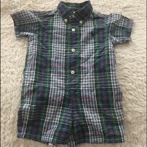 Green Plaid Ralph Lauren Kids One Piece Outfit